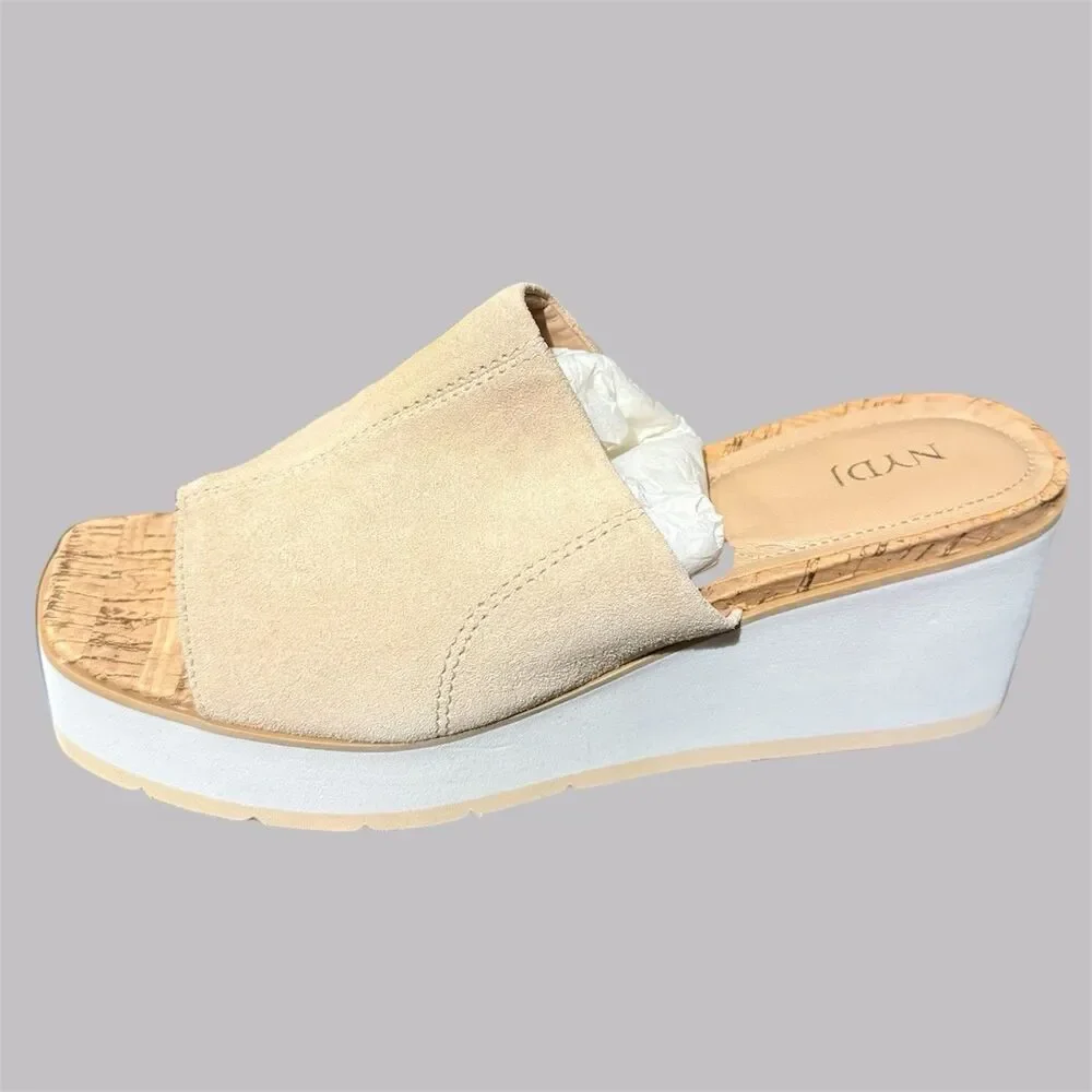 NYDJ Platform Wedge Sandals Rysa Natural Color Size 8.5 M New
